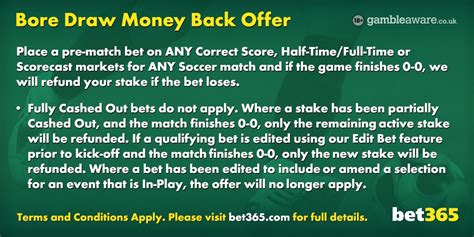 Bet365 Bore Draw Money Back Refund If Game Ends 0.